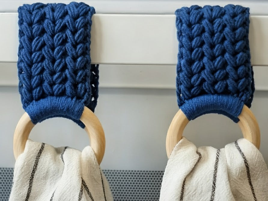 Handmade Crochet Hand Towel Holder with Rings