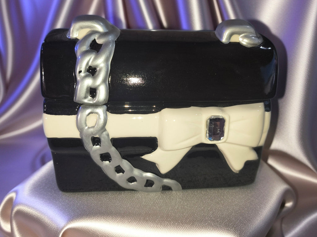 Vintage David's Cookies Black & White Purse Cookie Jar